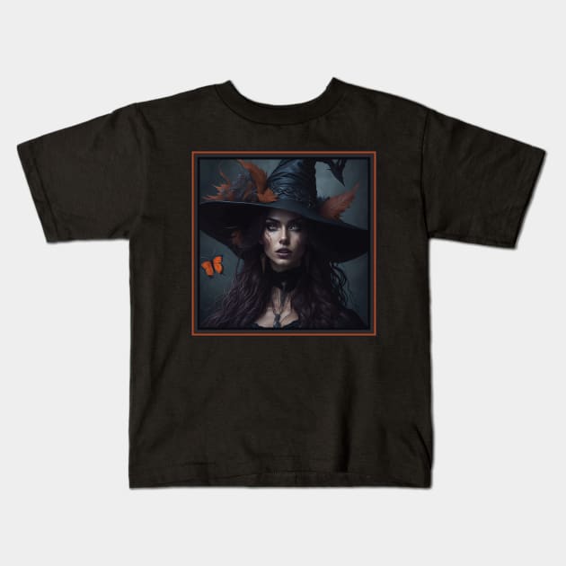 Halloween Beautiful Witch Women Kids T-Shirt by AqlShop